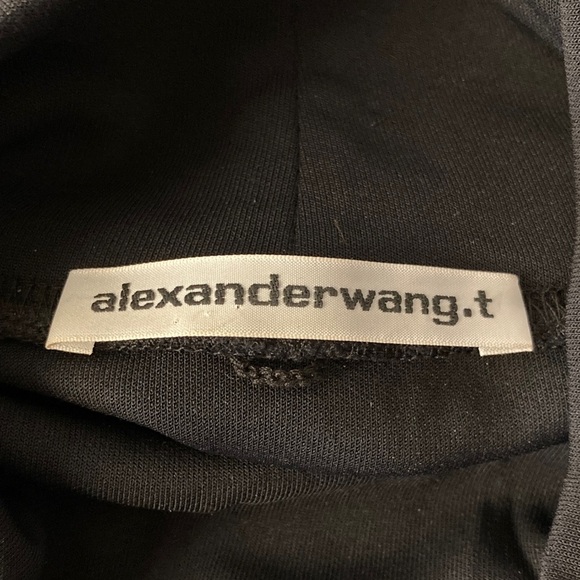 Alexander Wang Logo Elastic Cropped Mock Neck Top Long Sleeve Black - Picture 15 of 15